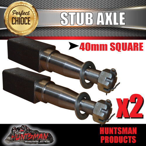 x2 Trailer Stub Axle 40mm x 200mm Suit LM Bearings With Nut, Washer & Split Pin - Picture 1 of 1