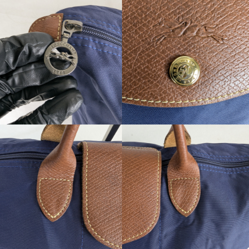 Longchamp Le Pliage Navy Blue Nylon Tote Bag Lightweight Hand Bag Made in France - Bild 5 von 13