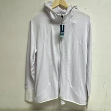 DSG Womens Run Grid Full Zip Pure White Jacket Solid Long Sleeve DAW21205