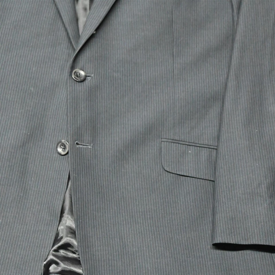 Kenneth Cole Reaction 46R 36x29 黑色条纹男式运动外套夹克裤子套装 — 第 3/4 张图片