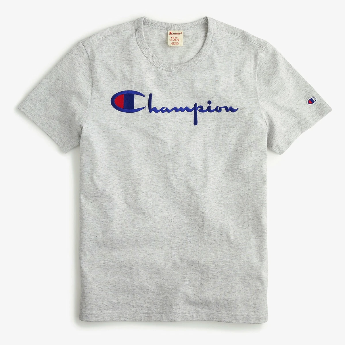 J. Crew X Champion Big Embroidered Logo Vintage Mens Crew Neck T