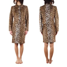 Moschino Cheap & Chic Vintage Leopard Print Skirt Jacket Suit Set size US10 US8