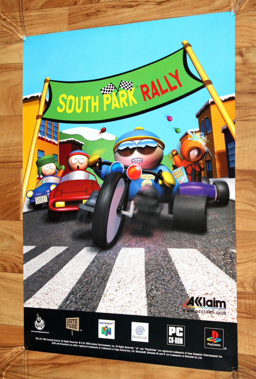 South Park Rally Old Vintage Promo Poster Playstation1 PS1 Very Rare 1999 Nieuw, VERKOOP
