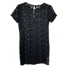 Forever 21 Small Black Lace Crochet Short Sleeve Shift Dress Women