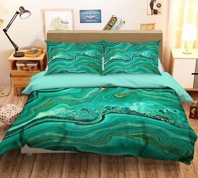 3D Green Pigment ZHUA3366 Bed Pillowcases Quilt Duvet Cover Set Queen King Zoe
