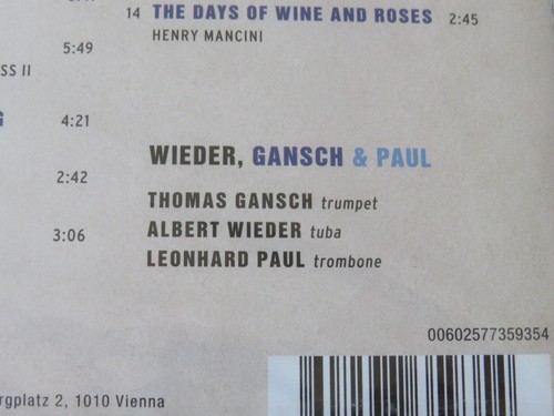 Wieder, Gansch & Paul - Ménage À Trois (NEW SEALED CD 2019) MENAGE A TROIS - Picture 6 of 6