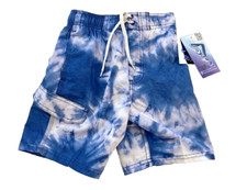 boy's Kanu Surf swim trunks size small 4 tie dye blue mesh lining drawstring