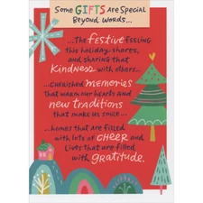 Some Gifts are Special Beyond Words Trees on Dark Red Christmas Card