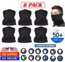 6 Pack Neck Gaiter Bandana Face Mask Cover Headband Balaclava Scarf Windproof