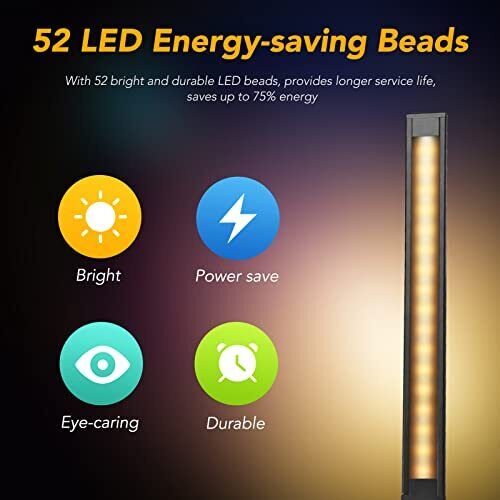 Led Desk Lamp, Desk Lamp with USB Charging Port, 5 Color Modes, 10 Black - Foto 3 di 7