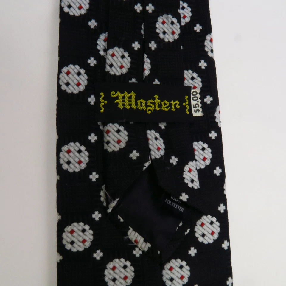 Gravata Master masculina medalhão preto vermelho branco 56x3,5 - Imagem 3 de 4