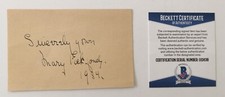 Mary Pickford Signed Autographed 3x5 Card BAS Beckett Certified Silent Film Star
