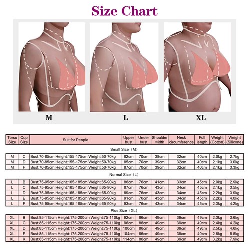 Realistic Silicone Breast Forms B-K Cup Fake Boobs Breastplate for Crossdresser - Picture 12 of 16