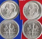 2009 P and D Roosevelt Dime 2 Coins from US Mint Set BU Cellos Ten Cents Two 10c