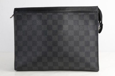 Louis Vuitton Damier Graphite Pochette Voyage MM Leather Portfolio Clutch Bag