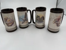 Vintage Thermo Serv Bird Mugs Lot 4 – Pheasant Grouse Goose Mallard Nature