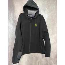 LOKI Fleece Hoodie Ski Jacket Black Full Zip Outdoor Face Shield Mittens Size L