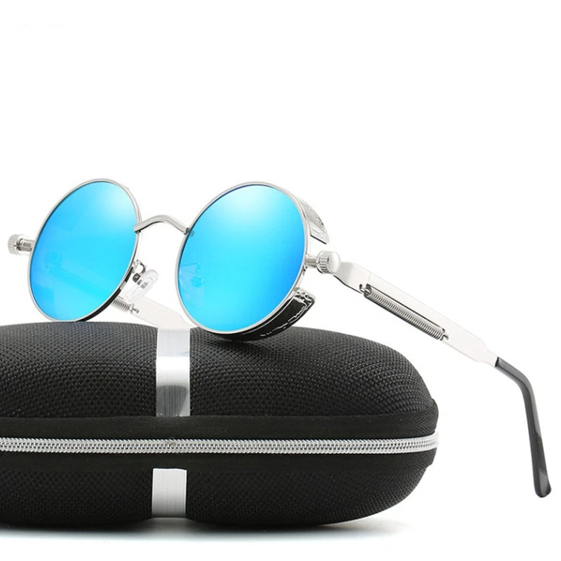 Gafas de sol retro polarizadas HD para hombre UV400 gafas redondas gafas de conducción Steampunk Foto 2 de 4