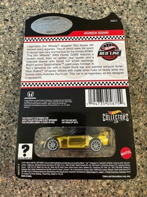 Hot Wheels RLC Honda S2000 1:64 Scale Model Car - Gold for