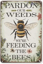 Bee Garden Tin Metal Signs Home D cor Rustic Metal Wall Art for Backyard, Apiar