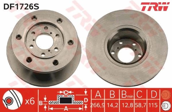 2X Bremsscheibe TRW DF1726S 2 Bremsscheiben Vorderachse Vorne FüR Iveco-image