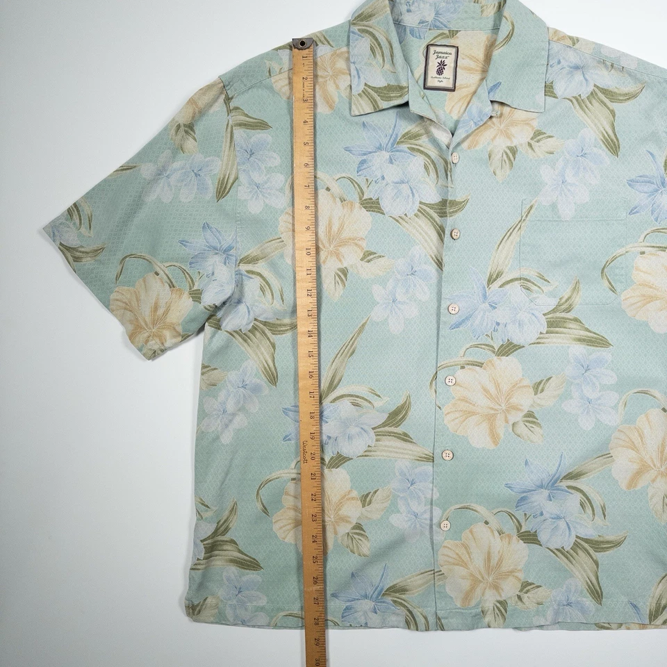 Camisa Hawaiana Jamaica Jaxx 100% Seda XL Tropical Floral Botón Frente Playa Foto 4 de 4