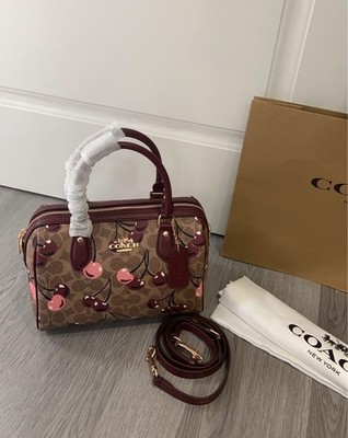 NWT COACH Rowan Satchel Bag In Signature Canvas With Cherry Print CY692