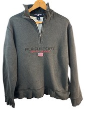 Vintage Polo Sport Ralph Lauren Mens L Fleece Pullover 1/4 Quarter Zip 90s Y2K