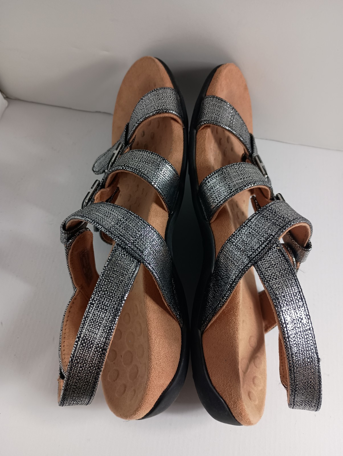 Vionic Amber Metallic Silver Black Slingback Stra… - image 6