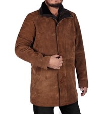 Laverapelle Men's Genuine Cow Suede Leather Over Coat (Suede-Tan, 4XL) - 1502774
