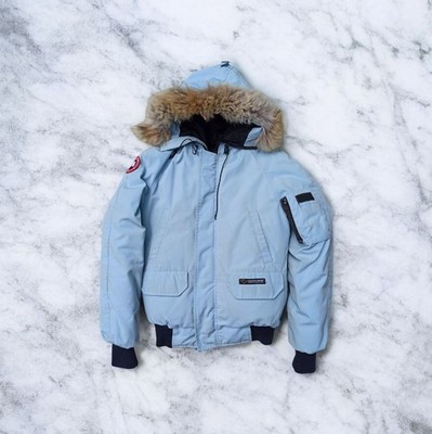 Canada Goose Chilliwack Bomber Jacket Rare Baby Blue Coyote Fur