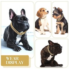 Dog Diamond Cuban Chain Collar Metal Pet Necklace w/ Secure Buckle Cat Jewelry