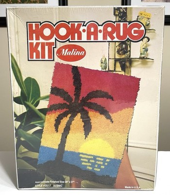 Malina Latch HOOK-A-RUG KIT #25/17 Scenic Tropical U.S.A.  20  X 27  New Sealed