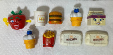 9 McDonald's Changeables Toys Lot 1990's Shake, Hot Cakes, Fries, Milk, Big Mac