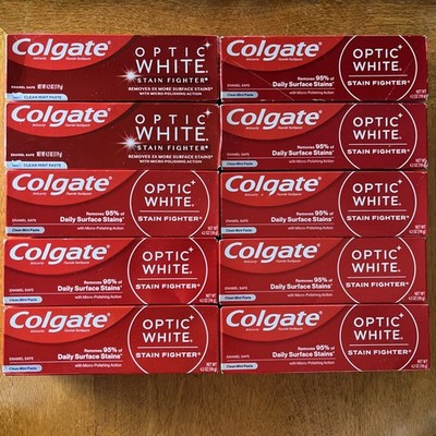 10x Colgate Optic White Stain Fighter Toothpaste Clean Mint Paste 4.2oz 11/2025+
