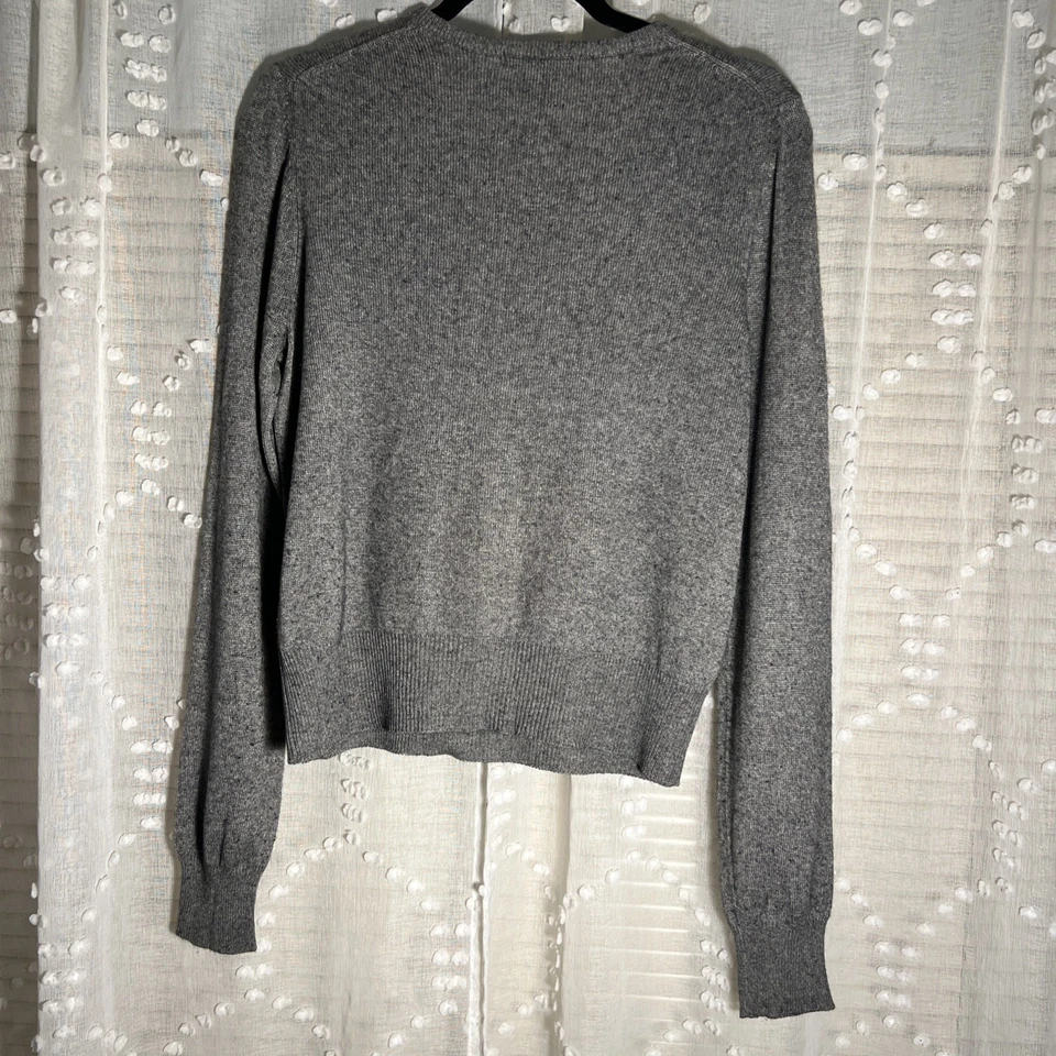 Cárdigan suéter tejido cachemir seda gris manga larga grande The Limited para mujer Foto 2 de 4