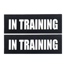 2 Pack Service Dog Patches Removable Vest Hook Backing Black In Training-L
