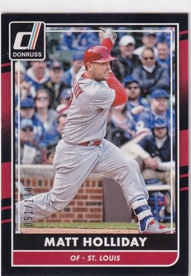 MATT HOLLIDAY /199 DONRUSS BLACK BORDER PARALLEL CARDINALS #144 2016 16 PANINI