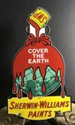 VINTAGE 1957 SHERWIN WILLIAMS PAINTS LARGE 16” PORCELAIN COVER EARTH SIGN