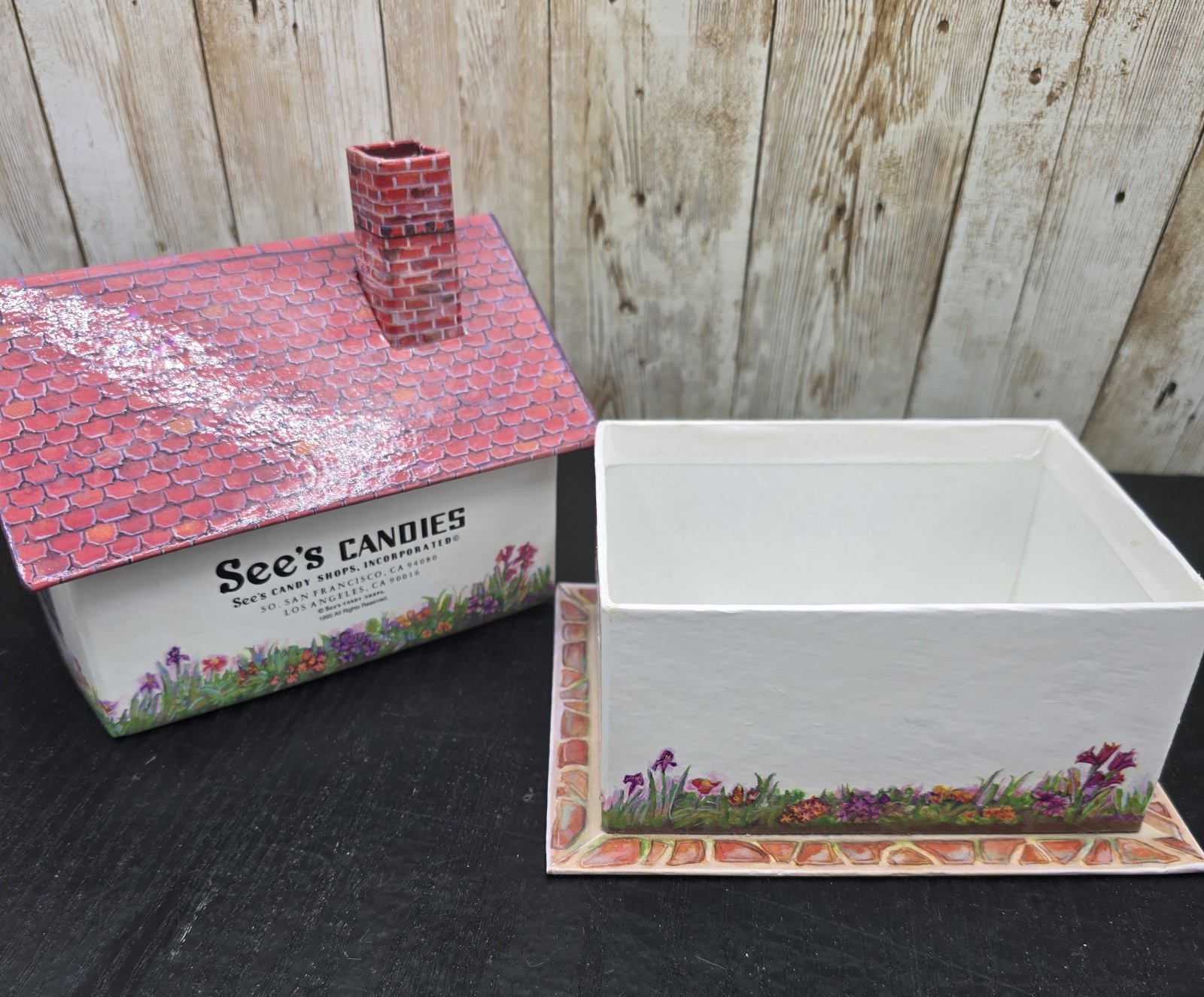 Vintage See's Candies Cardboard Store Shop Cottage House Candy Empty Box