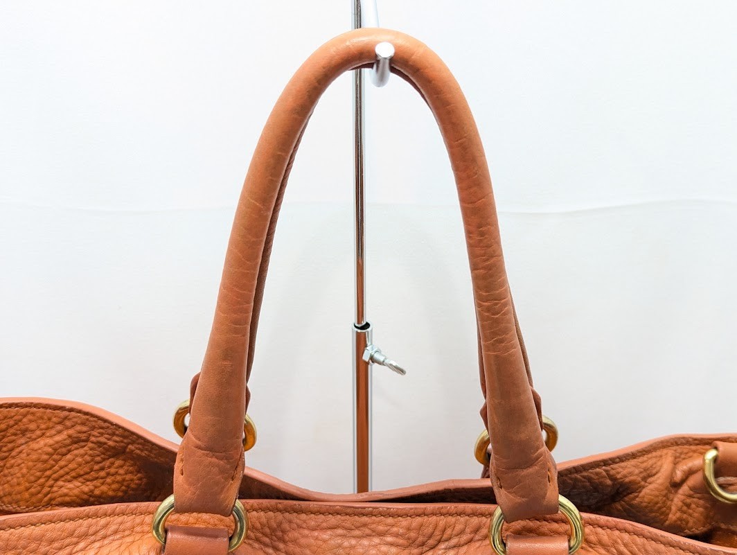 PRADA Vitello Daino Logo Leather 2way Shoulder Tote Bag Orange BN1713 Authentic thumbnail 3