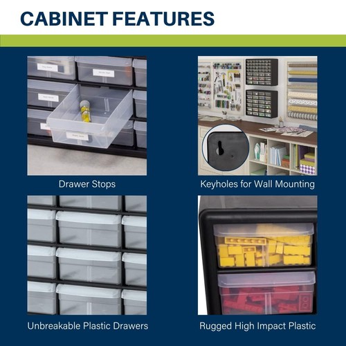 Akro-Mils 24-Drawer Plastic Drawer Storage Cabinet for Garage Organization, B... - Picture 2 of 9