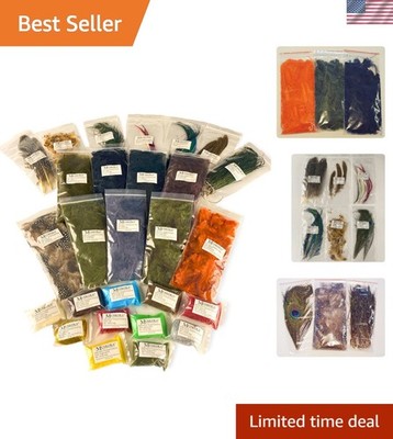 Assorted Fly Tying Kit - 100+ Natural & Synthetic Materials for Creative Anglers