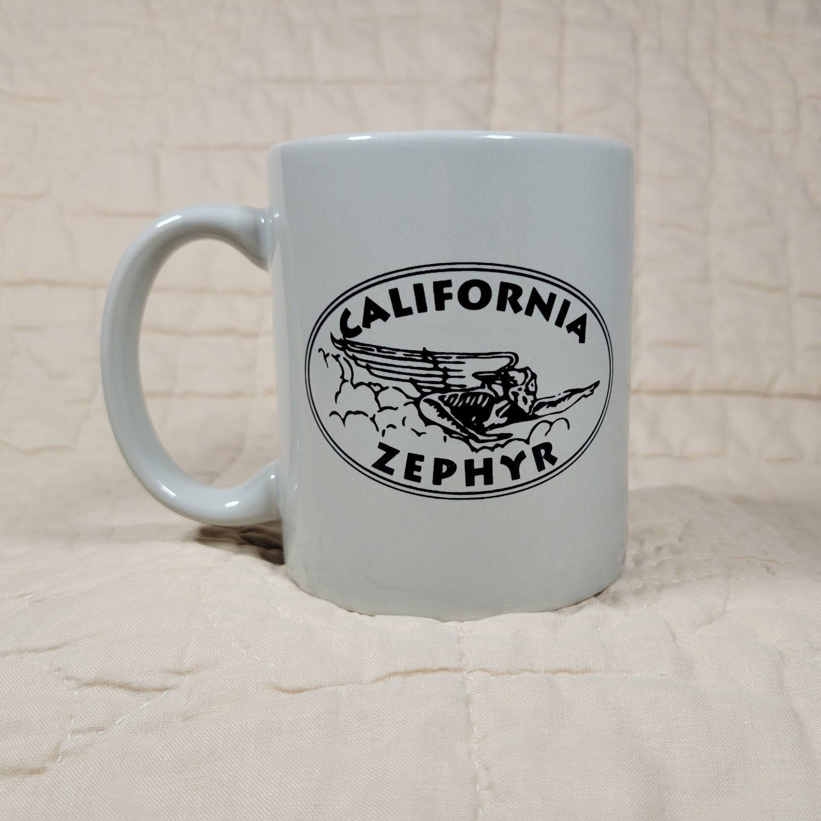 California Zephyr Gray Coffee Mug Railroad Train Oval Logo M Ware Brand Vtg