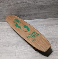 Vtg 1960s FIFTEEN TOES 1 Nash Green Sidewalk Surfboard Skateboard Metal Wheels