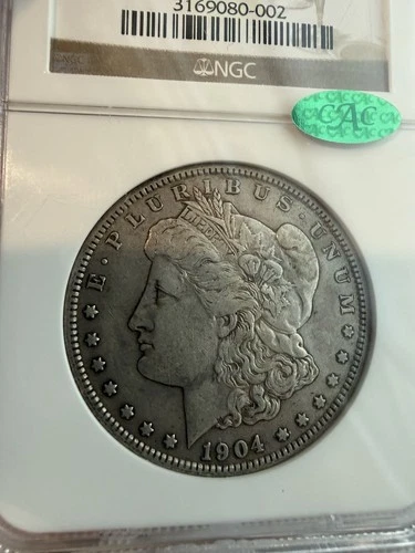 1904-S Morgan Dollar, NGC XF45 CAC, perfect Natural Luster With Nice Toning