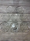 Vintage Anchor Hocking Prescut Glass Coasters Set of 8  4.5”D Star Pattern