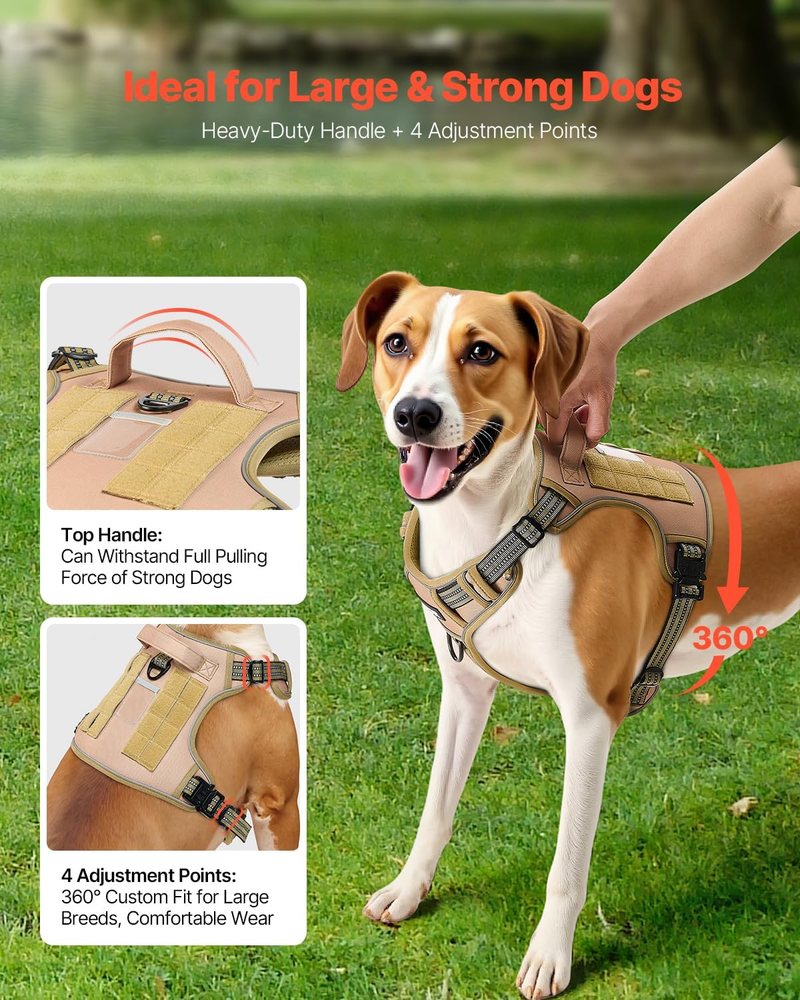 Dog Harness for Large Dogs, No Pull Tactical Dog Harness Adjustable Pet Vest...
