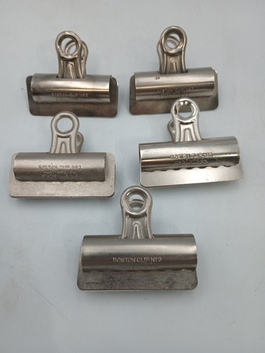 Lot Of 5 Vintage Metal Boston Paper Clip No.3 Hunt MFG. Co.