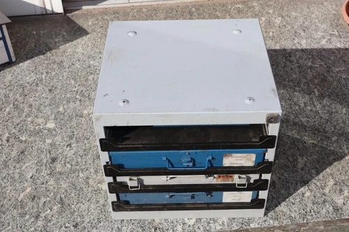 Metal tool box with drawers - and all sorts - approx 37x35x38cm - 2
